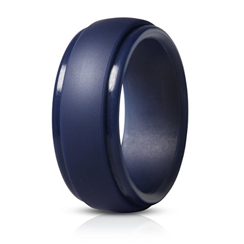 Saco Band Silicone Ring for Men Rubber Wedding Band - 1 Ring (Navy Blue, 10.5-11 (20.6mm))