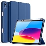 JETech iPad（A16）ケース 第11/10世代（2025/2022モデル）用Pencilホルダー付き 対応 ソフトTPUバック スリム保護カバー オートウェイクアップ/スリープ機能付き (紺)