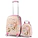 GYMAX 2Pc Kid Carry On Luggage Set, 12" & 18" Kids Suitcase with 4 Spinner Wheels, Travel Rolling Trolley for Boys and Girls, Gift for Toddlers Children (Mermaid)