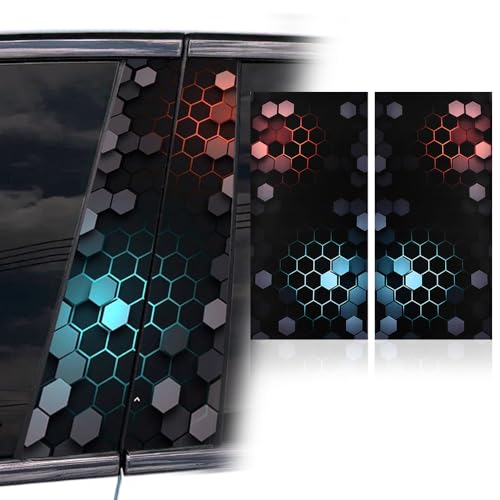 Image of Blueshyhall 2PCS Car B-Pillar Vinyl Stickers Honeycomb Waterproof Sun Protection Scratch Vehicle Door Pillar Decals