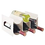 mDesign praktisches Wein- und Flaschenregal – Weinregal aus Kunststoff für bis zu 6 Flaschen – freistehendes Regal für Weinflaschen oder andere Getränke – cremefarben
