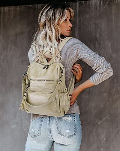 Image of Uromee Travel Backpack Purse for Women Vegan Leather Ladies Fashion Tassel Shoulder Bag Convertible