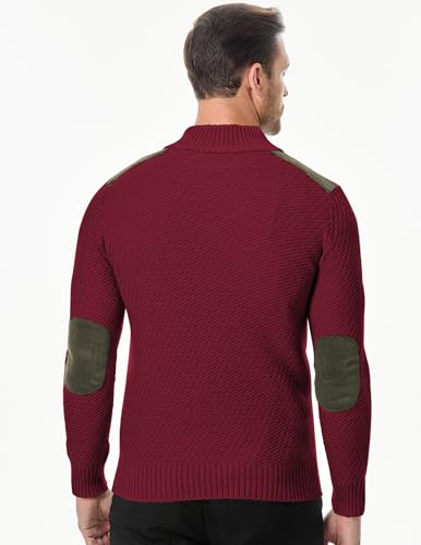 JMIERR Mens Quarter Zip Cable Knit Pullover Sweater Casual Long Sleeve Stand Collar Sweaters2