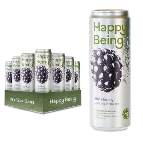 Image of Happy Being Blackberry Sparkling White Tea, Antioxidant Rich, 12oz 16 Pack