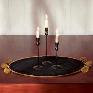 Black velvet table runner  urban country home decor