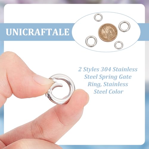 UNICRAFTALE 2 Sizes 4 Pcs Spring Gate Ring Stainless Steel O Ring 12mm/16mm Spring Clasp Connector Round Keyring Buckle Metal Trigger Carabiner Clip Snap for Keychain Bag Purse Handbag Strap - Image 4