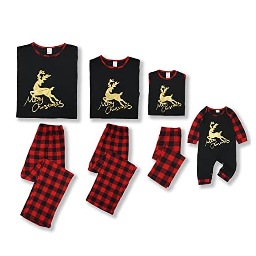 SOLOYEE Pijamas Familiares Navideños para Mujeres, Hombres, Bebés, Niñas, Niños, Ropa de Dormir Divertida Navideña, Pijamas, Conjunto De Traje de Casa, Niño, Negro + Rojo, 5 años