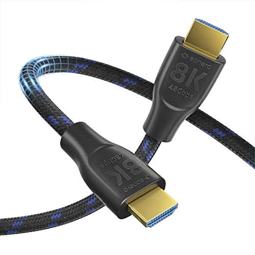 Sonero PHC111-050 8K Ultra High Speed HDMI Cable with Ethernet, Nylon Braid, Gold-Plated Connectors (8K UltraHD