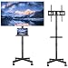 Mobile TV Stand on Wheels, Rolling TV Cart with Media Shelf, Height Adjustable Tilt TV Mount Stand for 23–60 Inch LED LCD OLED Flat Curved TVs, Holds 25kg, Max VESA 400x400mm