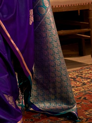 Image of AKHILAM Women's Satin Silk Bagh Printed Saree With Unstitched Blouse(KNTKLX391001 RJ Parent)