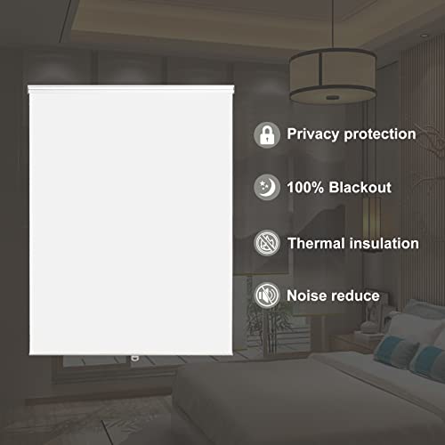 Joydeco Cordless Roller Shades Blackout Blinds for Windows Room Darkening Rolled Up Shades with Spring System, UV Protection Window Shades Door Blinds for Home and Office (32" W×75" H, White) by Joydeco - Image 8