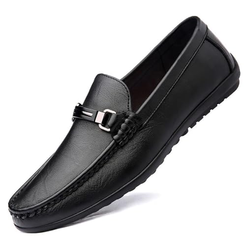 Men's Classic Genuine Leather Oxford Dress Shoes with Slip-On, Comfortable Breathable Lining, Non-Slip Sole for Business, Office, Weddings, and Formal