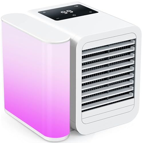 Portable Air Conditioner Cooling Fan: Evaporative Mini Air Cooler with 𝟳 𝗖𝗼𝗹𝗼𝗿𝘀...