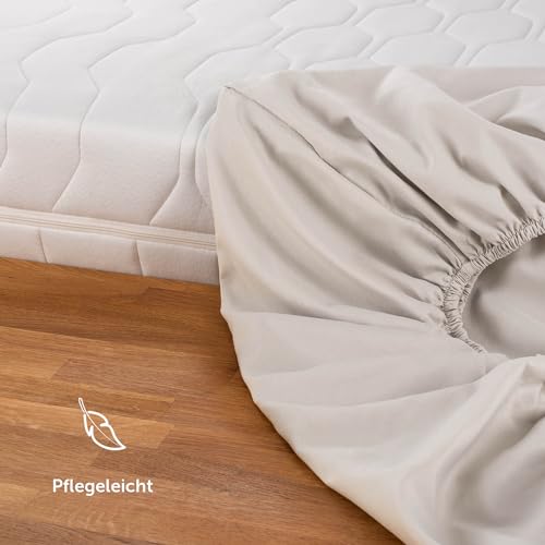 Blumtal® 2er Set Spannbettlaken 105x190x30cm aus Microfaser - Oekotex zertifiziertes Bettlaken Spannbettlaken in Elfenbein – Ansicht 5