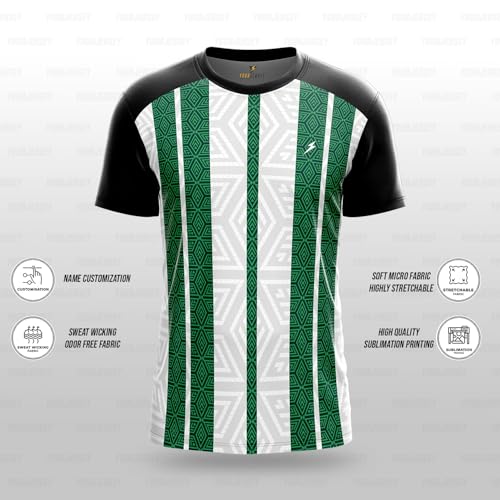 Image of YOURJERSEY Custom Sports Jersey for Men Personalised Cricket /Football /Badminton T-Shirt Customise Name, Dry-Fit Fabric Sizes 2Y-4XL Custom T-Shirt