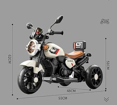 Image of Kawaii Kids 6V Ride-On Bike with Remote, Music & LED Lights, White