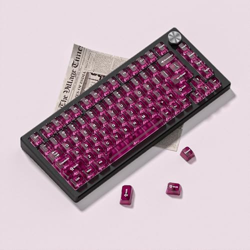 Image of dagaladoo Clear keycaps,Transparent Keyboard keycaps,Jelly Key caps Set,Shine Through keycap,MDA Profile Keyboard caps for Mx Switches Mechanical Keyboard(Fuchsia)