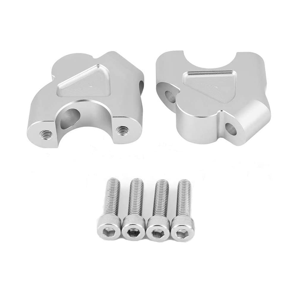 Motorcycle Handbar Riser, Cnc Aluminum Handlebar Risers, Motorcycle Handle Bar Riser, For Triumph Honda Yamaha Suzuki Kawasaki Universal 2Pcs 22mm Silver