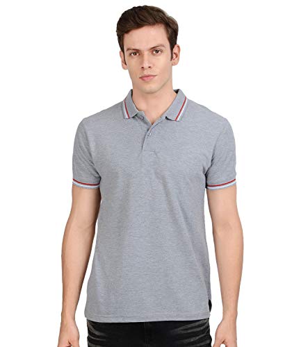 Image of AWG ALL WEATHER GEAR Men's Regular Fit Cotton Polo T-Shirt Grey