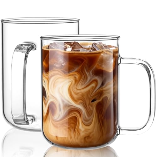 BWODYAY Glass Coffee Mugs, 20 oz Ice coffee cups, Large...