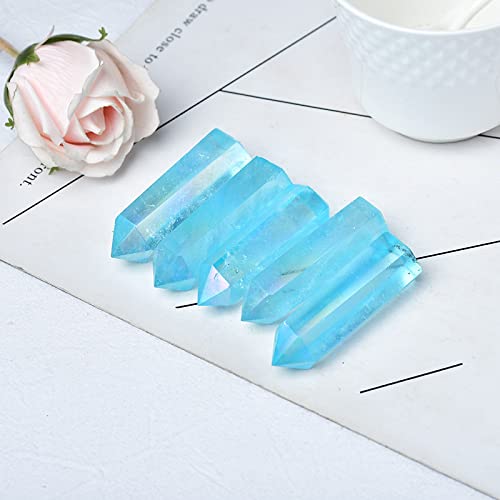 Point de cristal de quartz aura bleu de 60mm pour décoration maison - 6