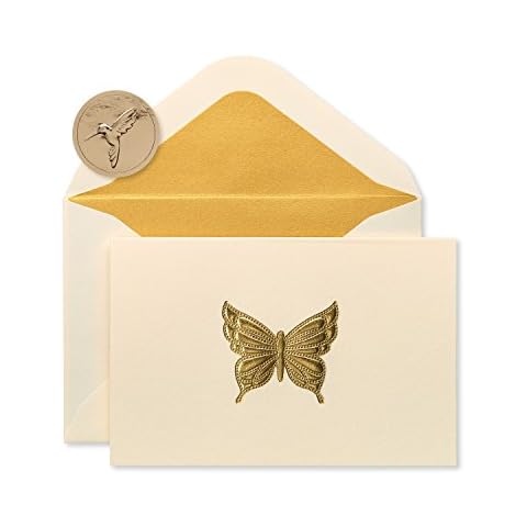 Papyrus Blank Cards with Envelopes, Gold Butterfly (16-Count) Cover