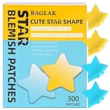 BAGLAK Star Pimple Patches - 300 Patches Hydrocolloid Patches, Star Shape Spot Dots,Yellow & Blue Blemish Patch, Cute Face Stickers