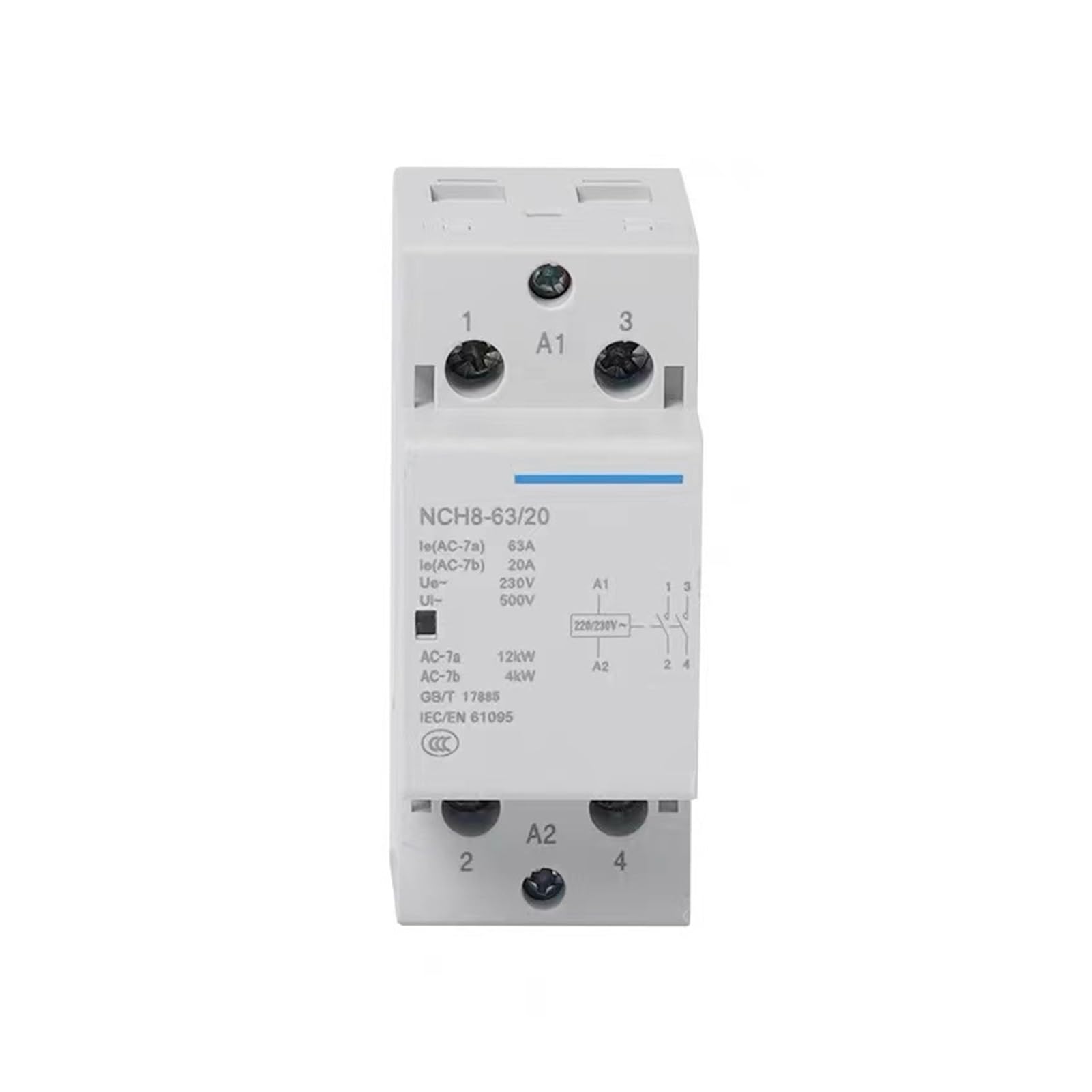 Mini contactor modular, 20-63A 1NO/1NC/2NO/2NC/4NO 220V | NCH8-63A,4NO