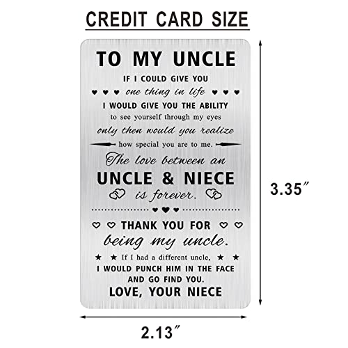 Alotozo Laser Engraved Stainless Steel Card for Uncle - Father's Day Gifts from Niece to Uncle - Uncle Niece Gift, Credit Card Size Keepsake2