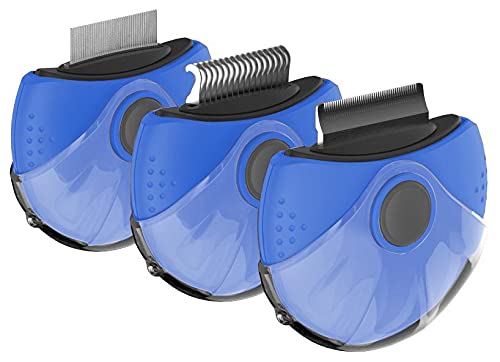 212 Main Axler Triple Rotating Rake Deshedder & Dematting Grooming Pet Comb - Blue - One Size