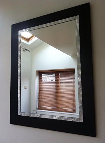 BLACK DIAMANTE WALL BATHROOM HALLWAY MANTLE MIRROR GIRLS ROOM DRESSER MIRROR NEW