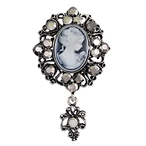 Image of lureme Vintage Elegant Victorian Lady Beauty Cameo with Crystal Brooch Pin (br000017)