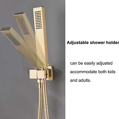 Robinet mélangeur ensemble douche pluie laiton brossé or 12 pouces