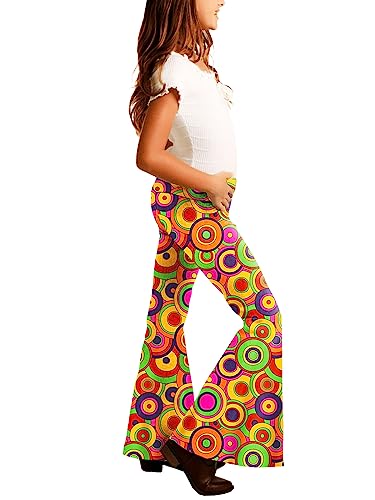 Image of Deerose Girls Halloween Hippie Bell Bottom Pants High Waist Flare Pants 5-14 Years