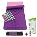 biomundus Esterilla Yoga Mat Antideslizante. Esterilla Deporte en casa Material TPE con Línea de Posición, 3 Bandas Elásticas, Correa y Bolsa 183x61x06 cm Esterilla Fitness Púrpura, Verde y Azul