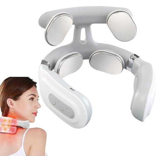 Masajeador Eléctrico de Cuello con Calor, Masajeador Cervical, Masajeador Portátil para Tensión Cervical, para Aliviar el Dolor de Hombro
