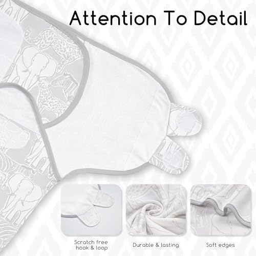 Image of Cotton Swaddles for Newborn, Baby Newborn Swaddle 0-3 Month | 2-Pack Soft Adjustable Newborn Swaddle Sleep Sack, Baby Girls & Boys,Wrap Nursery Infant Swaddling Blankets Grey Elephant