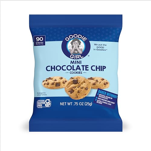 Image of Goodie Girl Mini Chocolate Chip Cookies - Gluten Free Snack Packs Individually Wrapped, Peanut Free, Dairy Free, Egg Free - 90 Calorie School Lunchbox Snacks for Kids & Adults (10 Count)