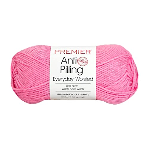 Premier Anti-Pilling Everyday Worsted Yarn, Machine Washable, Soft Acrylic, Color 100-80 Carnation
