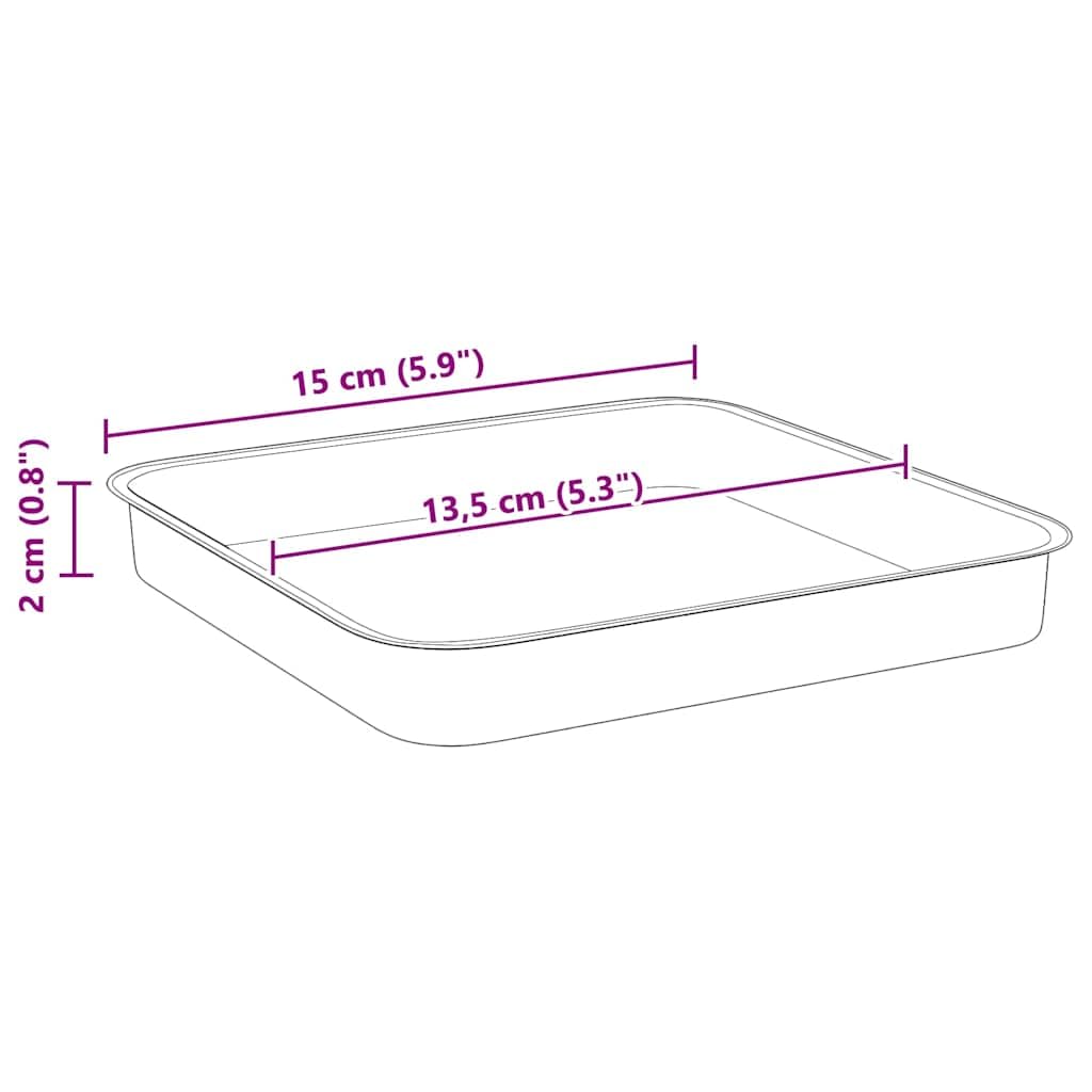 Set di 6 vassoi da fiori quadrati in plastica robusta, 15 x 15 x 2 cm, resistenti alle intemperie, al gelo, ideali per balcone, giardino, terrazza e per la cura delle piante da interni