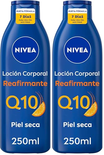 NIVEA Q10 Body Milk Reafirmante (1 x 250 ml), crema hidratante corporal 72h para piel seca, crema reafirmante corporal con Collagen Boost Complex, Vitamina C y Q10 puro (Paquete de 2)