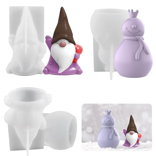 3D Silikonform Schneemann Kerzenform DIY Silikon Kerzen Gießform Silikonform Weihnachten Kerzen Kerzengießform für Kerzen Gießen, Aromasteinen Schokolade Cover