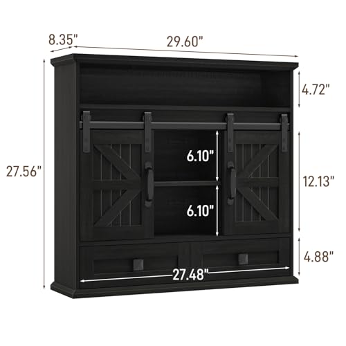 Image of Vabches Bathroom Wall Cabinet, Farmhouse Medicine Cabinet with Sliding Door