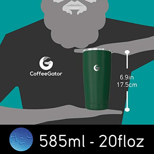 Coffee Gator Insulated Coffee Cup with Paperless Filter, All-in-One Hand Drip Coffee Maker with Filter, Thermal Stainless Steel Travel Cup for Hot Drinks - 585ml / 20oz (Green) - Image 2