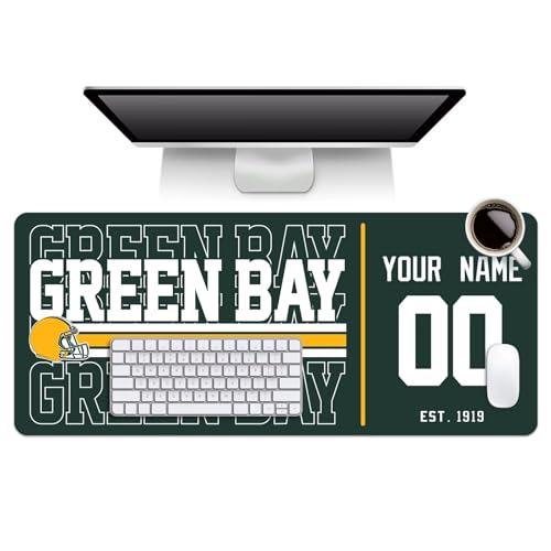 Image of ANTKING Green Bay Mouse Pad Custom Name and Number Desk Pad for Men Women Youth Gifts