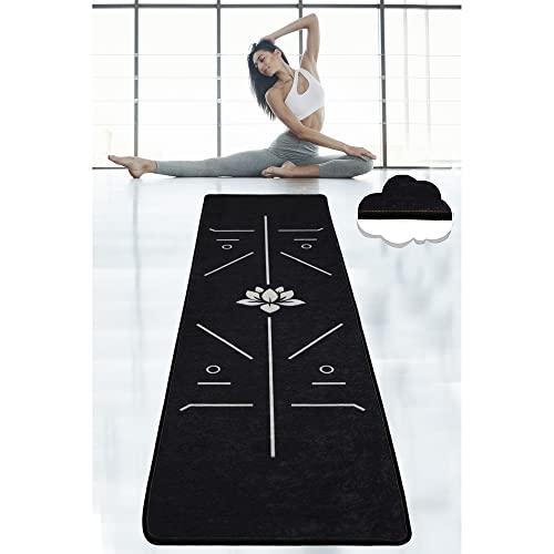 Tapis de yoga noir fitness gym pilates tapis de sol léger et enroulable