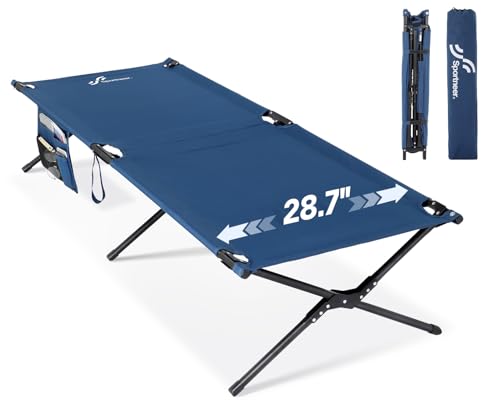 Sportneer Cuna de campamento, catre militar portátil para dormir 78.3 x 28.7 x 14.6 pulgadas, cama plegable resistente para adultos, adolescentes, viajes al aire libre, tienda de campaña, salón,