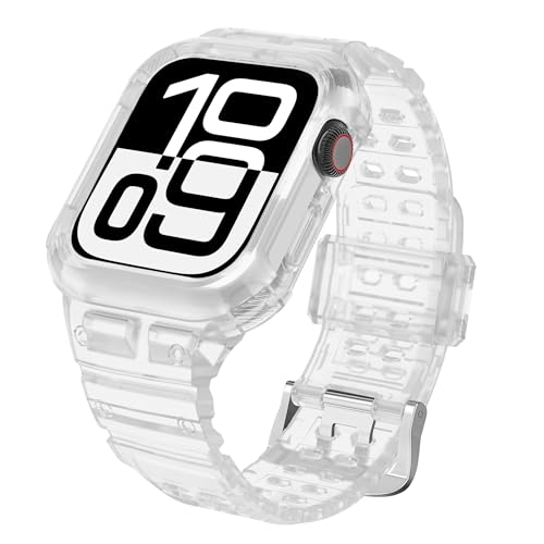 CRIS-BAND Bumper Bands Compatible with Apple Watch Band 45mm 44mm 42mm 41mm 40mm 38mm for Women Men, Water Shock-Proof Strap for iWatch Apple Watch Band with Case for Series 9 8 7 6 SE 5 4 3 2 1