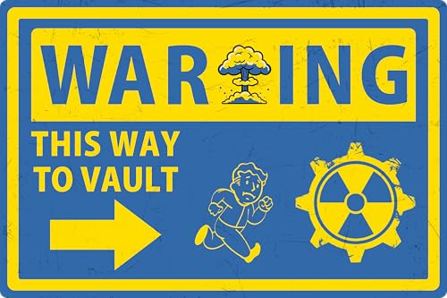 Flinelife Fallout Shelter Sign - 8x12, Fallout Warning Decor for Garage, Man Cave, Video Game Room