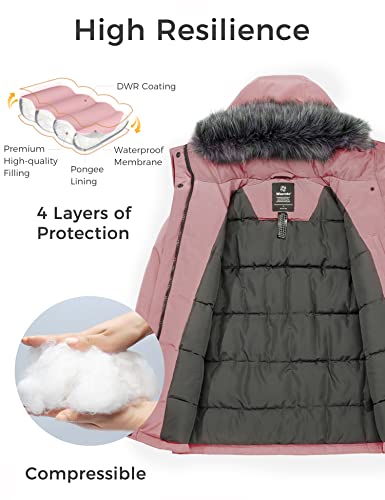 wantdo Women's Long Winter Coat Thick Puffer Jacket Faux Fur Hooded Parka Jacket3